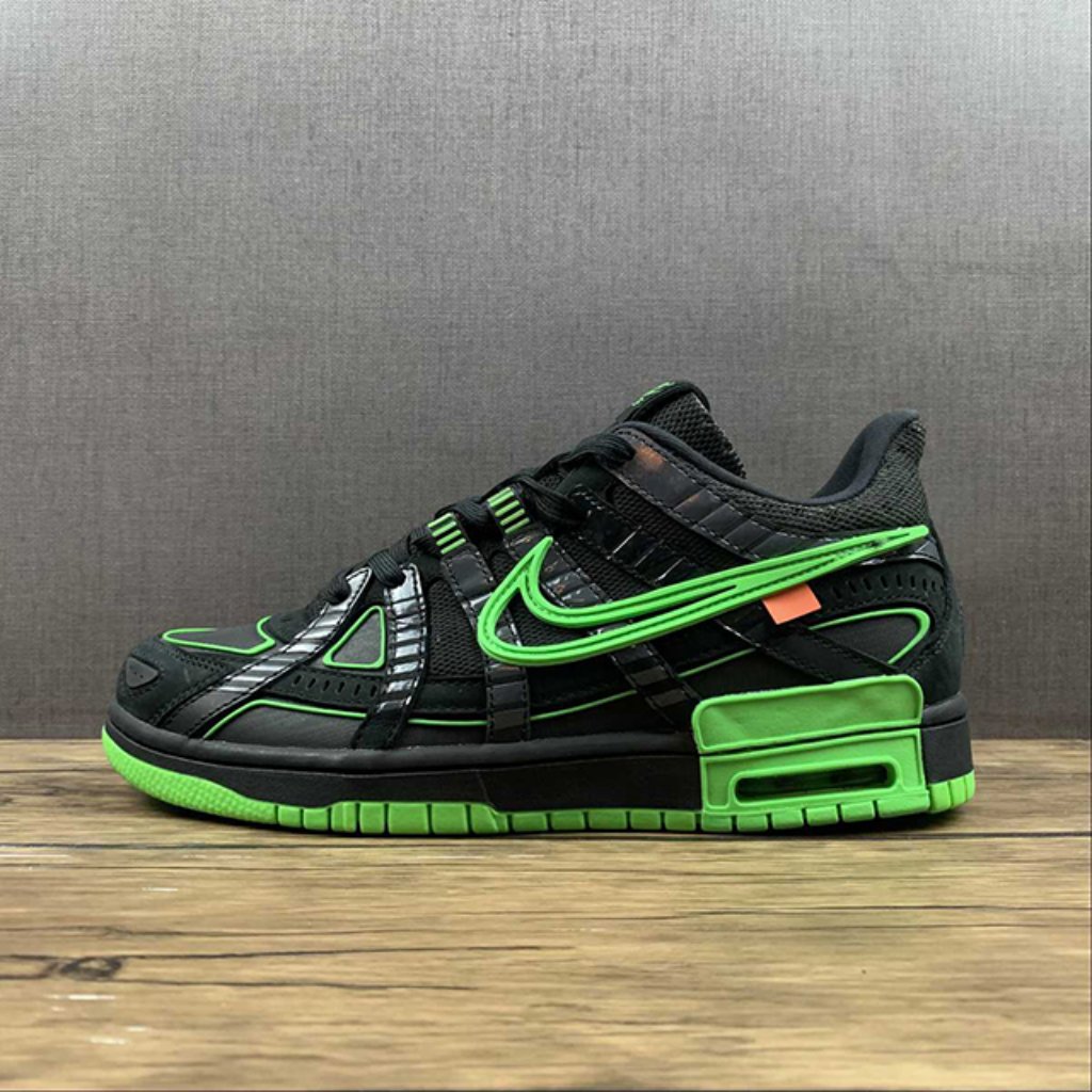 Off-White X Nike Air Rubber Dunk Green Strike Sneakers